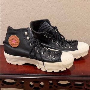 Converse Women’s Chuck Taylor Black Leather High Top Gore Tex Sneaker Sz 11